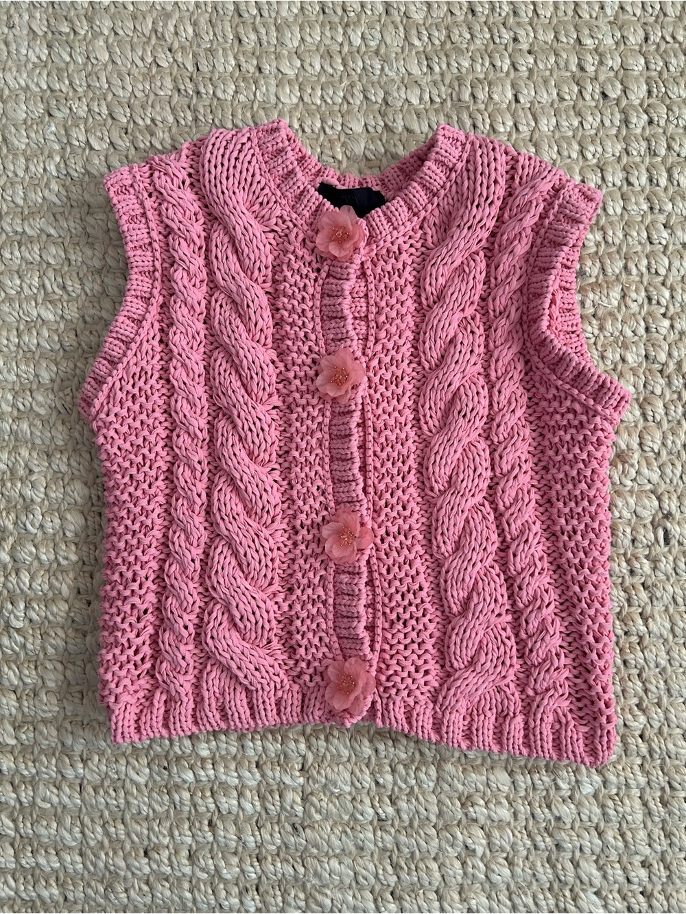 Zara FLORAL BUTTON KNIT VEST TOP